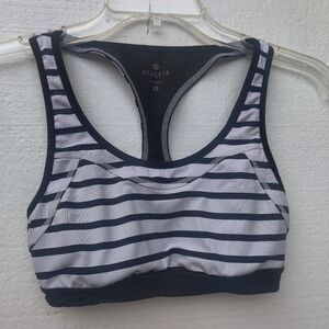 Athleta Womens Triple Dare Sports Bra Black Stripe size XS.